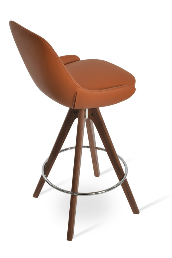 Soho Concept Gazel Pyramid Swivel Counter & Bar Stools - Stylish Comfort In Camira Boucle Or Leather, 10-year Guarantee Walnut  Soho-concept-dining-chair-08845