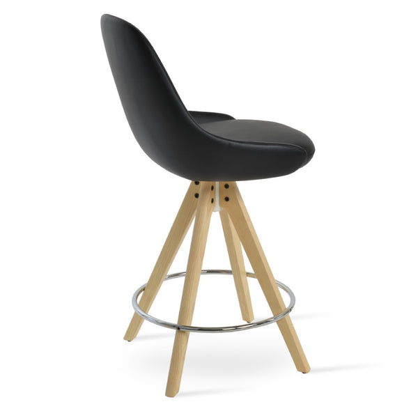 Soho Concept Gazel Pyramid Swivel Counter & Bar Stools - Premium Leatherette, Solid Wood, Stylish Design, 2-year Warranty Black,Natural,Ash  Soho-concept-dining-chair-08847