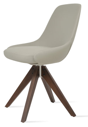 Soho Concept Gazel Pyramid Wood Swivel Dining Chair – Stylish Leatherette Upholstery, 2-year Guarantee, Solid Wood Walnut,Light Grey  Soho-concept-dining-chair-04105