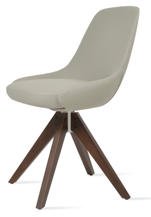 Soho Concept Gazel Pyramid Wood Swivel Dining Chair – Stylish Leatherette Upholstery, 2-year Guarantee, Solid Wood Walnut,Light Grey  Soho-concept-dining-chair-04105