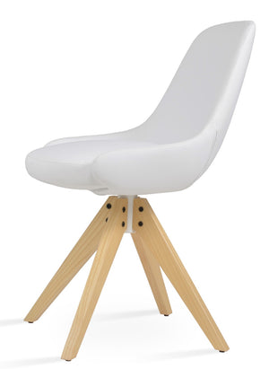 Soho Concept Gazel Pyramid Wood Swivel Dining Chair – Stylish Leatherette Upholstery, 2-year Guarantee, Solid Wood Ash,Natural,White  Soho-concept-dining-chair-04103