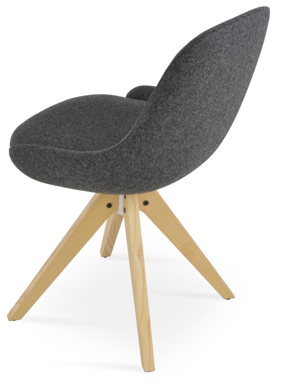 Soho Concept Gazel Pyramid Wood Swivel Armchair In Camira Wool - Stylish Comfort With 10-year Guarantee & Durable Fabric Ash,Natural,Dark Grey  Soho-concept-dining-chair-04108