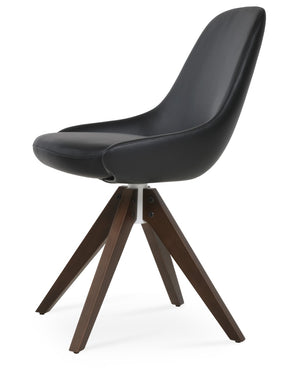 Soho Concept Gazel Pyramid Wood Swivel Dining Chair – Stylish Leatherette Upholstery, 2-year Guarantee, Solid Wood Walnut,Black  Soho-concept-dining-chair-04110