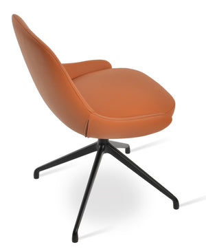 Soho Concept Gazel Spider Swivel Chair In Camira Boucle & Genuine Leather – Modern Comfort, 10-year Guarantee! Black  Soho-concept-dining-chair-04134