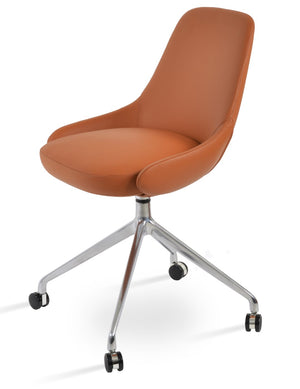 Soho Concept Gazel Spider Swivel Chair In Camira Boucle & Genuine Leather – Modern Comfort, 10-year Guarantee! Caramel  Soho-concept-dining-chair-04128