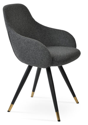 Soho Concept Gazel Star Armchair Dining Chair - Stylish Wool Fabric, Memory Swivel, 10-year Guarantee, Walnut Walnut,Dark Grey  Soho-concept-dining-chair-04145