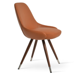 Soho Concept Gazel Star Dining Chair - Elegant Camira Yoredale Boucle & Leather, 10-year Guarantee, Walnut Finish Walnut  Soho-concept-dining-chair-04154