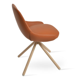 Soho Concept Gazel Stick Dining Swivel Chair - Elegant Upholstery In Genuine Leather & Boucle, 10-year Guarantee Natural  Soho-concept-dining-chair-04163