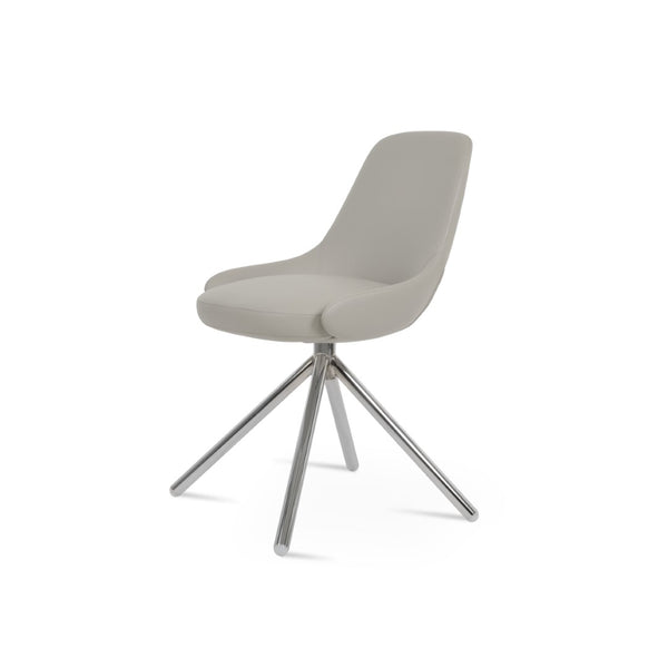 Soho Concept Gazel Swivel Dining Armchair With Soft Leatherette Upholstery & Chrome Base - 2-year Guarantee! Chrome,Light Grey  Soho-concept-dining-chair-04161