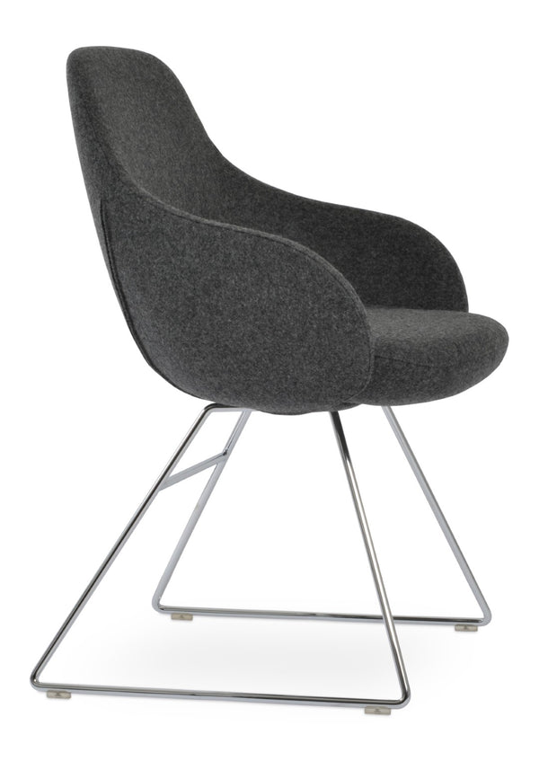 Soho Concept Gazel Wire Armchair Dining Chair - Stylish Camira Wool Fabric, 10-year Guarantee, Durable Design Chrome,Dark Grey  Soho-concept-dining-chair-04211