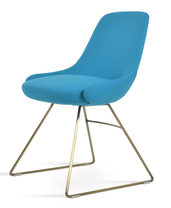 Soho Concept Gazel Wire Dining Chair - Stylish Chrome Base, Luxe Boucle & Velvet Fabrics, 10-year Guarantee, 350 Lb Capacity Brass,Turquoise  Soho-concept-dining-chair-04209