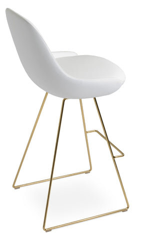 Soho Concept Gazel Wire Barstools & Counterstools - Stylish Leatherette Seating With 350 Lbs Capacity, 2 Year Guarantee Gold,White  Soho-concept-dining-chair-08860