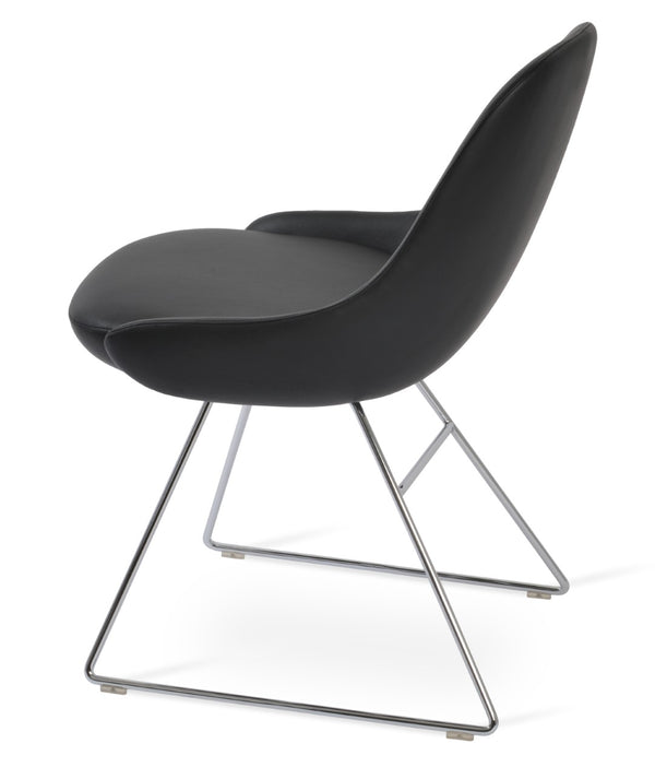 Soho Concept Gazel Wire Armchair Dining Chair - Stylish Chrome Base, Soft Leatherette & 2-year Guarantee, 350 Lbs Chrome,Black  Soho-concept-dining-chair-04203