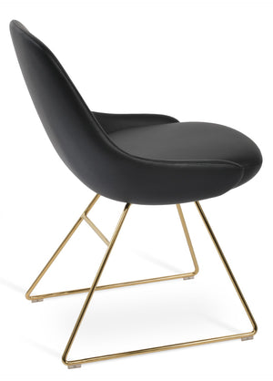 Soho Concept Gazel Wire Dining Chair With Durable Leatherette Upholstery & 2-year Guarantee - Stylish & Strong! Gold,Black  Soho-concept-dining-chair-04206