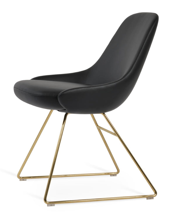 Soho Concept Gazel Wire Dining Chair With Durable Leatherette Upholstery & 2-year Guarantee - Stylish & Strong! Gold,Black  Soho-concept-dining-chair-04206