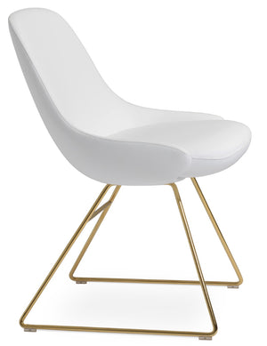 Soho Concept Gazel Wire Armchair Dining Chair - Stylish Chrome Base, Soft Leatherette & 2-year Guarantee, 350 Lbs Gold,White  Soho-concept-dining-chair-04207