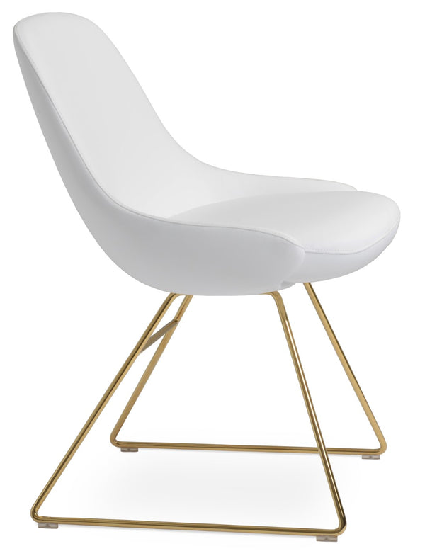 Soho Concept Gazel Wire Armchair Dining Chair - Stylish Chrome Base, Soft Leatherette & 2-year Guarantee, 350 Lbs Gold,White  Soho-concept-dining-chair-04207