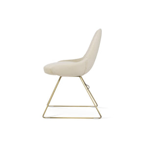 Soho Concept Gazel Wire Dining Chair - Stylish Chrome Base, Luxe Boucle & Velvet Fabrics, 10-year Guarantee, 350 Lb Capacity Gold,White  Soho-concept-dining-chair-04205