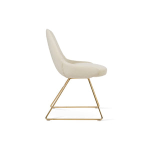 Soho Concept Gazel Wire Dining Chair - Stylish Chrome Base, Luxe Boucle & Velvet Fabrics, 10-year Guarantee, 350 Lb Capacity Gold,White  Soho-concept-dining-chair-04205