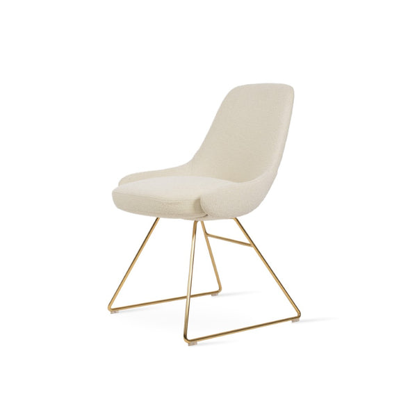 Soho Concept Gazel Wire Dining Chair - Stylish Chrome Base, Luxe Boucle & Velvet Fabrics, 10-year Guarantee, 350 Lb Capacity Gold,White  Soho-concept-dining-chair-04205