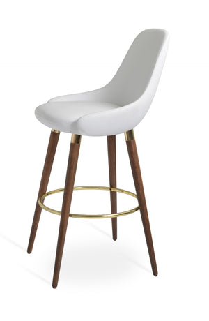Soho Concept Gazel Solid Wood Barstools & Counterstools – Stylish Leatherette, Gold & Walnut Finish, 2-year Warranty Walnut,Gold,White  Soho-concept-dining-chair-08866