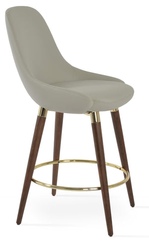 Soho Concept Gazel Solid Wood Barstools & Counterstools – Stylish Leatherette, Gold & Walnut Finish, 2-year Warranty Walnut,Gold,Light Grey  Soho-concept-dining-chair-08869