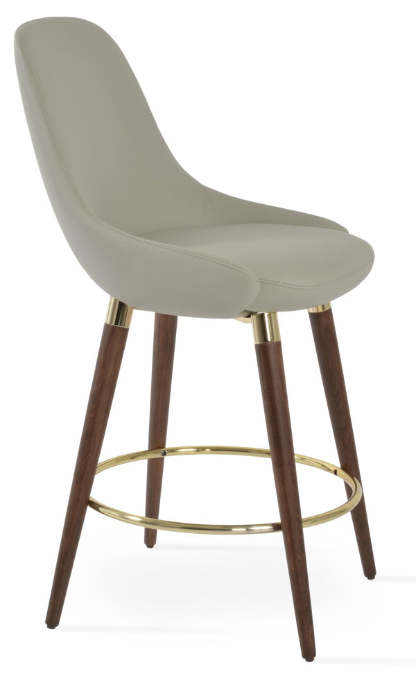 Soho Concept Gazel Solid Wood Barstools & Counterstools – Stylish Leatherette, Gold & Walnut Finish, 2-year Warranty Walnut,Gold,Light Grey  Soho-concept-dining-chair-08869