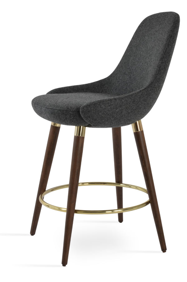 Soho Concept Gazel Wood Barstools & Counterstools In Camira Blazer Wool - 10-year Guarantee, Upscale Design! Walnut,Gold,Dark Grey  Soho-concept-dining-chair-08868