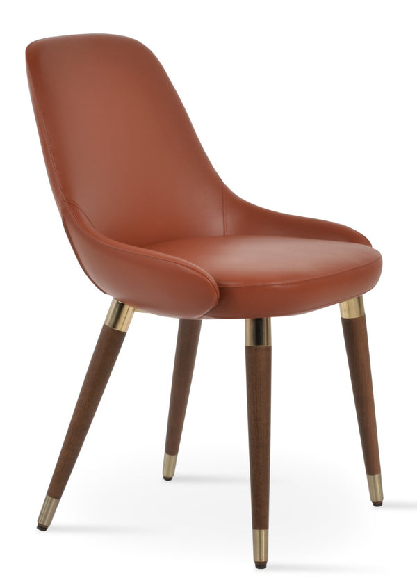 Soho Concept Gazel Wood Dining Chair - Soft Leatherette, Solid Beech Base, Gold Accent, 2-year Guarantee, 350 Lbs Capacity Walnut,Gold  Soho-concept-dining-chair-04217