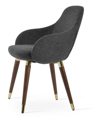 Soho Concept Gazel Wood Dining Chair - Soft Leatherette, Solid Beech Base, Gold Accent, 2-year Guarantee, 350 Lbs Capacity Walnut,Gold,Dark Grey  Soho-concept-dining-chair-04220