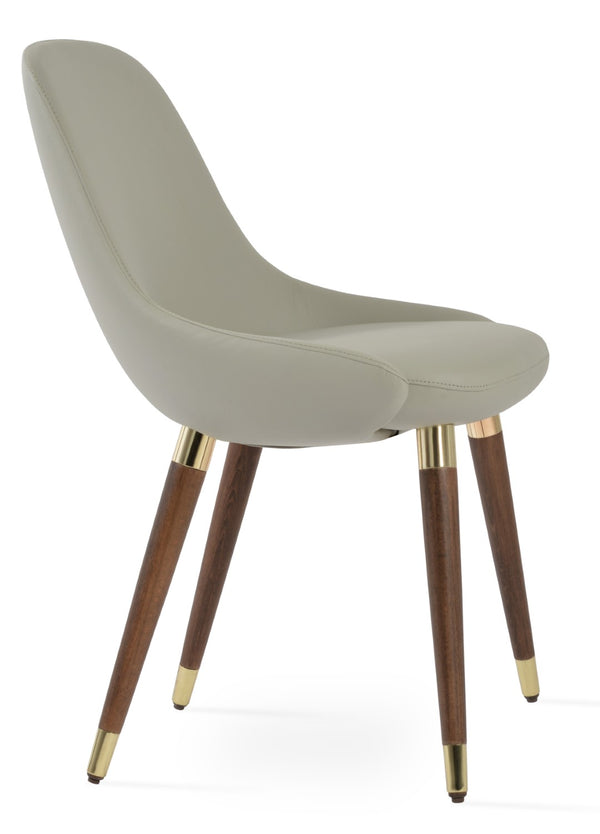 Soho Concept Gazel Wood Dining Chair - Soft Leatherette, Solid Beech Base, Gold Accent, 2-year Guarantee, 350 Lbs Capacity Light Grey,Gold  Soho-concept-dining-chair-04213