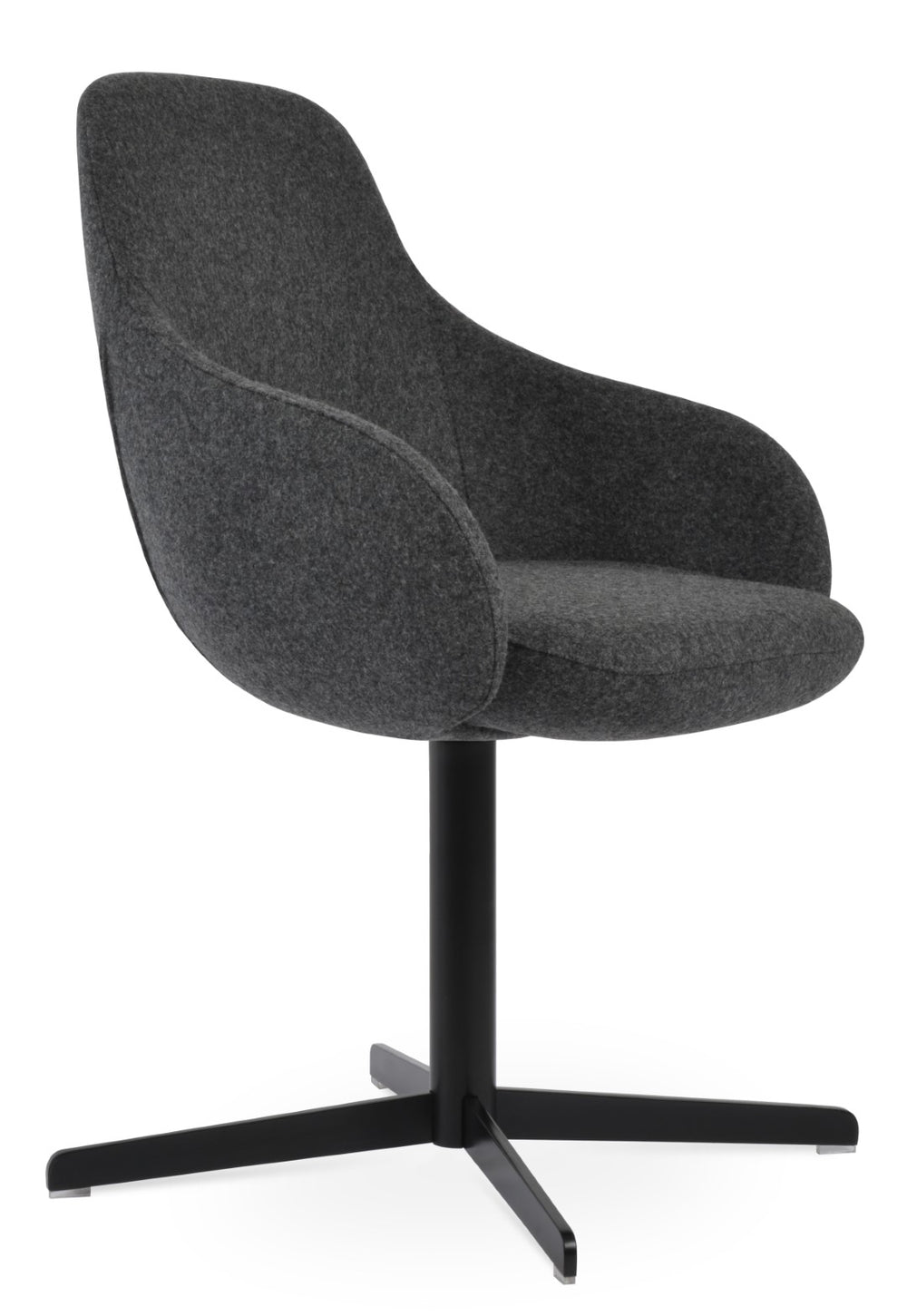 Soho Concept Gazel Lounge Armchair With 4 Star Base – Luxurious Wool Upholstery & 10-year Guarantee, Dark Grey Dark Grey  Soho-concept-dining-chair-03756