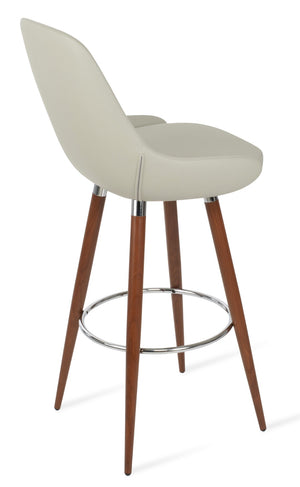 Soho Concept Gazel Ana Barstools & Counterstools – Stylish Leatherette With Brass Accents, 350 Lbs Capacity Walnut,Light Grey  Soho-concept-dining-chair-08627