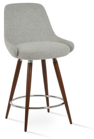 Soho Concept Gazel Ana Barstools & Counterstools - Premium Camira Wool Fabric, 10-year Guarantee, Walnut Finish Walnut,Silver  Soho-concept-dining-chair-06854