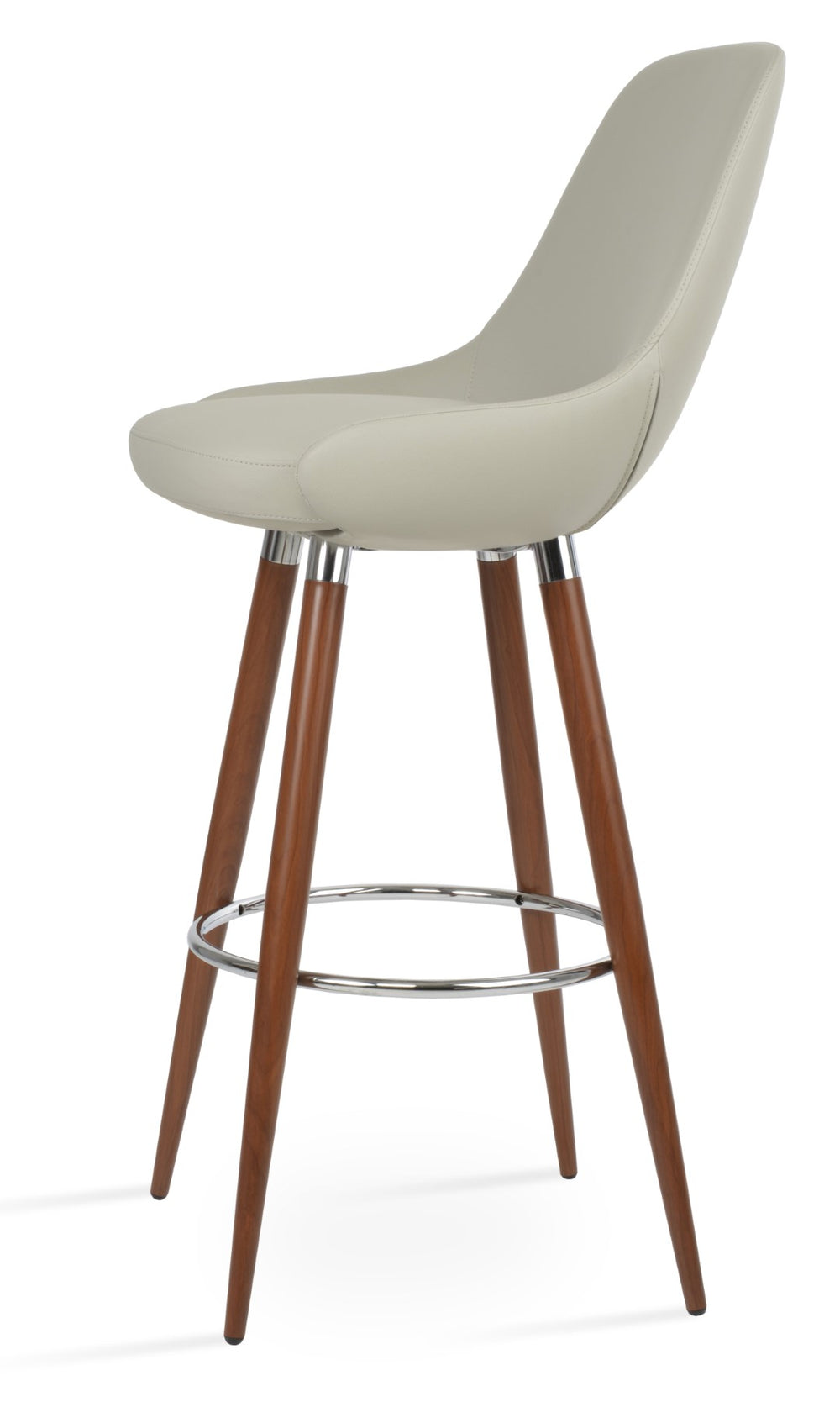 Soho Concept Gazel Ana Barstools & Counterstools – Stylish Leatherette With Brass Accents, 350 Lbs Capacity Walnut,Light Grey  Soho-concept-dining-chair-08626