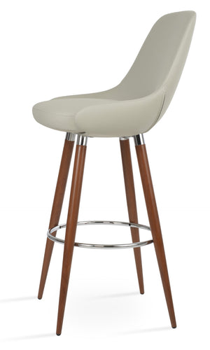 Soho Concept Gazel Ana Barstools & Counterstools – Stylish Leatherette With Brass Accents, 350 Lbs Capacity Walnut,Light Grey  Soho-concept-dining-chair-08626
