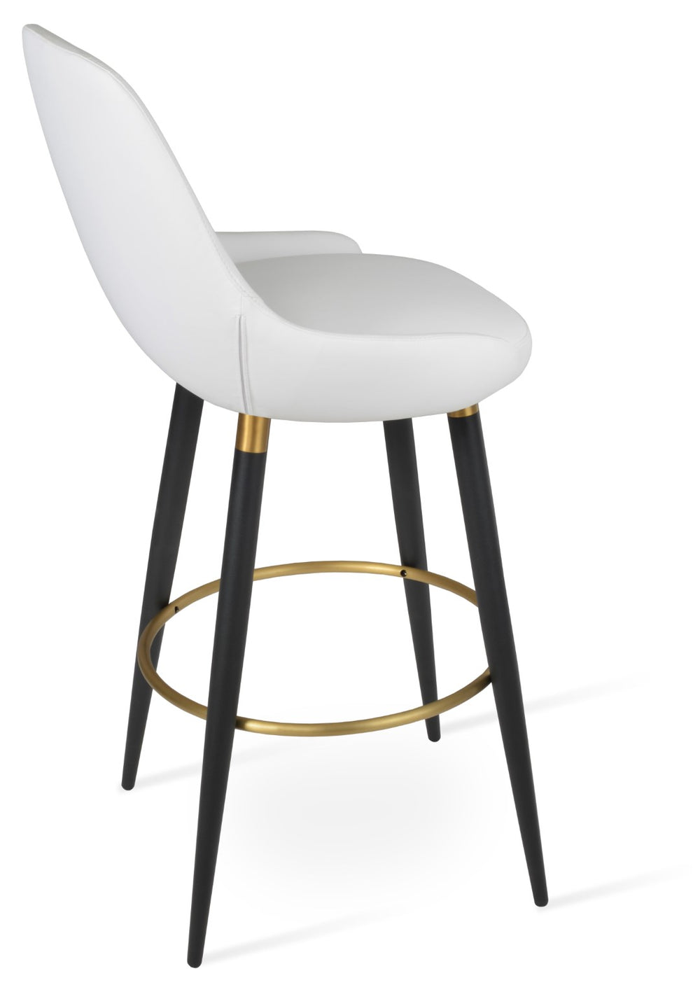 Soho Concept Gazel Ana Barstools & Counterstools – Stylish Leatherette With Brass Accents, 350 Lbs Capacity Walnut,Light Grey  Soho-concept-dining-chair-08626