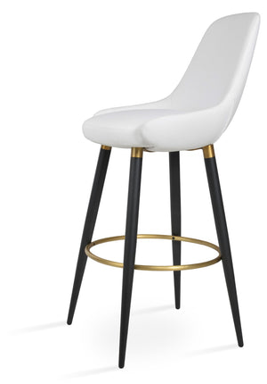 Soho Concept Gazel Ana Barstools & Counterstools – Stylish Leatherette With Brass Accents, 350 Lbs Capacity Black,Brass,White  Soho-concept-dining-chair-06853
