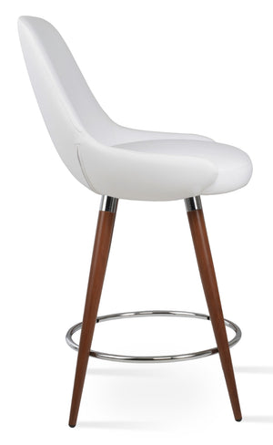 Soho Concept Gazel Ana Barstools & Counterstools – Stylish Leatherette With Brass Accents, 350 Lbs Capacity Walnut,Chrome,White  Soho-concept-dining-chair-08625