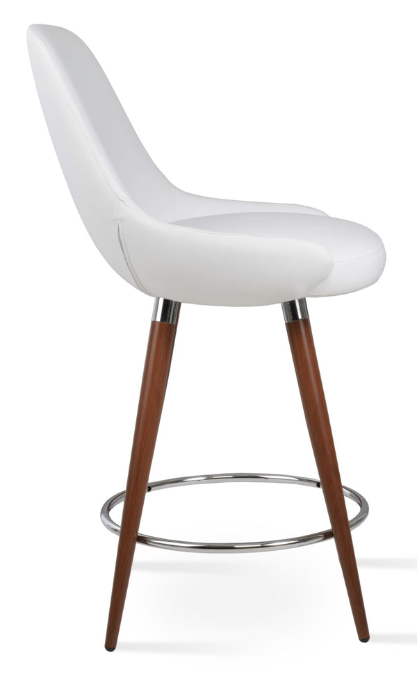 Soho Concept Gazel Ana Barstools & Counterstools – Stylish Leatherette With Brass Accents, 350 Lbs Capacity Walnut,Chrome,White  Soho-concept-dining-chair-08625