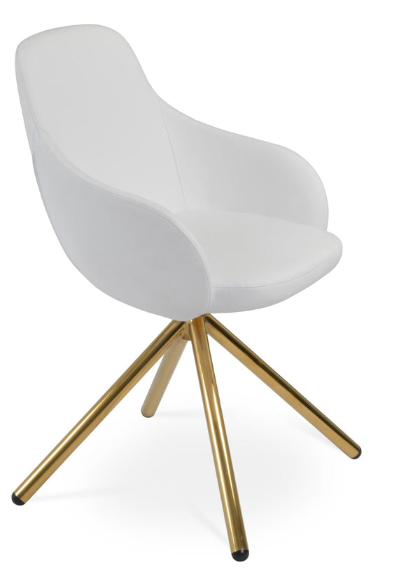 Soho Concept Gazel Arm Wire Bar Dining Chair - Modern Leatherette Design, 2-year Guarantee, Stylish & Durable Gold,White  Soho-concept-dining-chair-03937