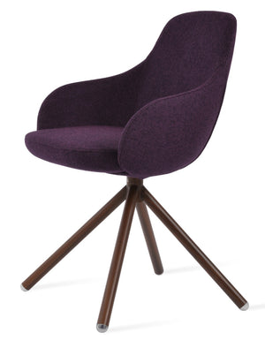 Soho Concept Gazel Arm Wood Counter & Bar Dining Chair - Elegant Camira Deep Maroon Upholstery, Walnut Finish Walnut  Soho-concept-dining-chair-03944