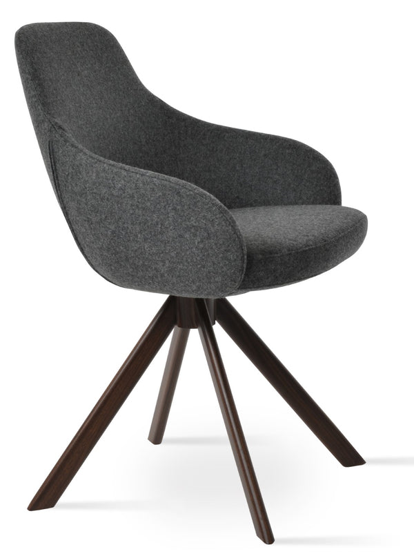 Soho Concept Gazel Arm Wood Counter & Bar Chair – Elegant Solid Wood, Premium Boucle Fabric, 10-year Guarantee Dark Grey,Walnut  Soho-concept-dining-chair-03956