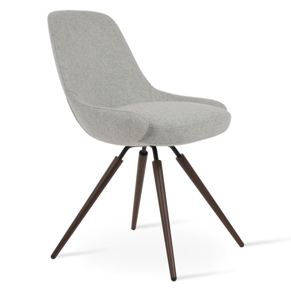 Soho Concept Gazel Carrot Swivel Dining Chair - Stylish Camira Blazer Wool Fabric, 10-year Guarantee & Comfort Walnut,Silver Swivel. Solid Metal Top Part Connected To Four Tubular Legs Soho-concept-dining-chair-04021