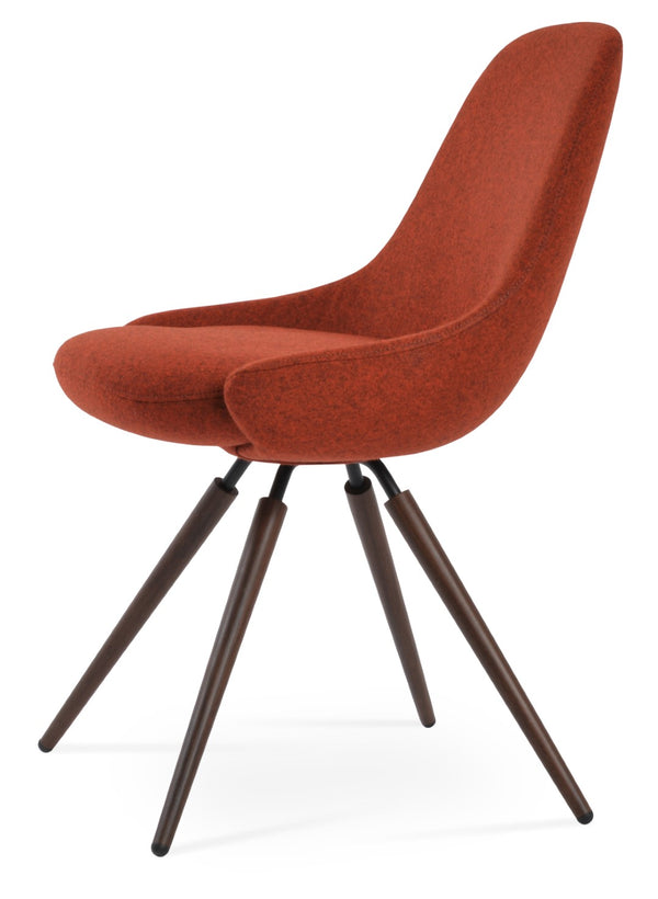 Soho Concept Gazel Carrot Swivel Dining Chair - Stylish Camira Blazer Wool Fabric, 10-year Guarantee & Comfort Walnut Swivel. Solid Metal Top Part Connected To Four Tubular Legs Soho-concept-dining-chair-04018
