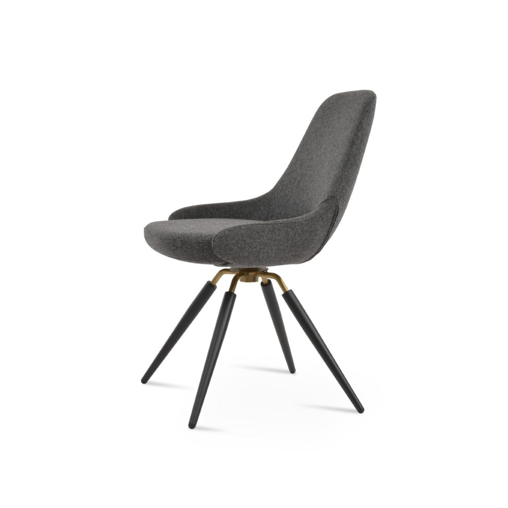 Soho Concept Gazel Swivel Armchair With Camira Blazer Wool Fabric, 10-year Guarantee, Elegant Design, Black & Brass Black,Brass,Dark Grey Swivel. Solid Metal Top Part Connected To Four Tubular Legs Soho-concept-dining-chair-04014