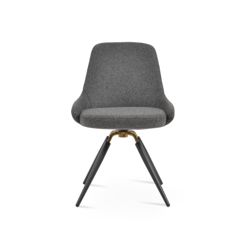 Soho Concept Gazel Swivel Armchair With Camira Blazer Wool Fabric, 10-year Guarantee, Elegant Design, Black & Brass Black,Brass,Dark Grey Swivel. Solid Metal Top Part Connected To Four Tubular Legs Soho-concept-dining-chair-04014