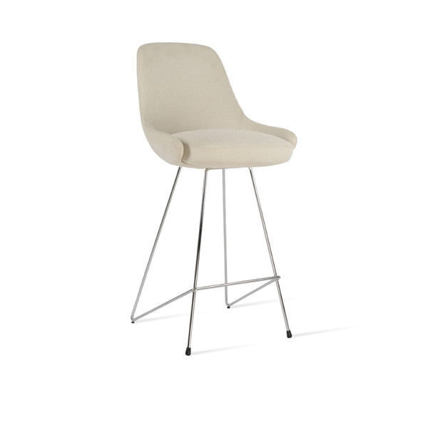 Soho Concept Gazel Cat Barstools & Counterstools - Luxurious Boucle, Velvet, & Nubuck Fabrics With 10-year Guarantee Chrome,White  Soho-concept-dining-chair-08642