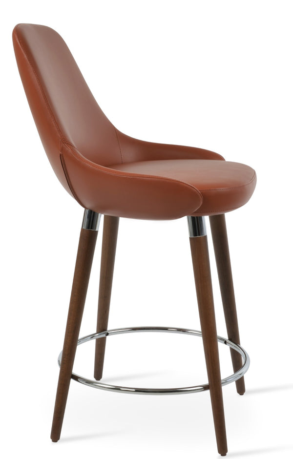 Soho Concept Gazel Ana Barstools & Counterstools – Stylish Leatherette With Brass Accents, 350 Lbs Capacity Walnut  Soho-concept-dining-chair-08643
