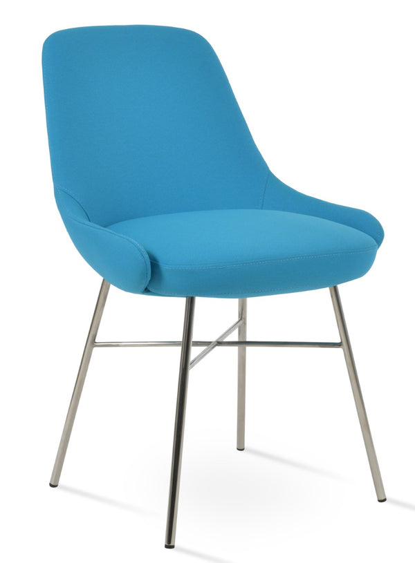 Soho Concept Gazel Cross Dining Chair - Stylish Boucle, Velvet & Nubuck Fabrics With 10-year Guarantee, Turquoise Turquoise  Soho-concept-dining-chair-04033